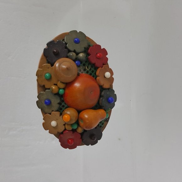 WWII Wooden Fruit Pin made in Czechoslovak. Rare - Picture 2 of 12